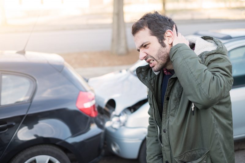 Man feeling bad after one car crash accident