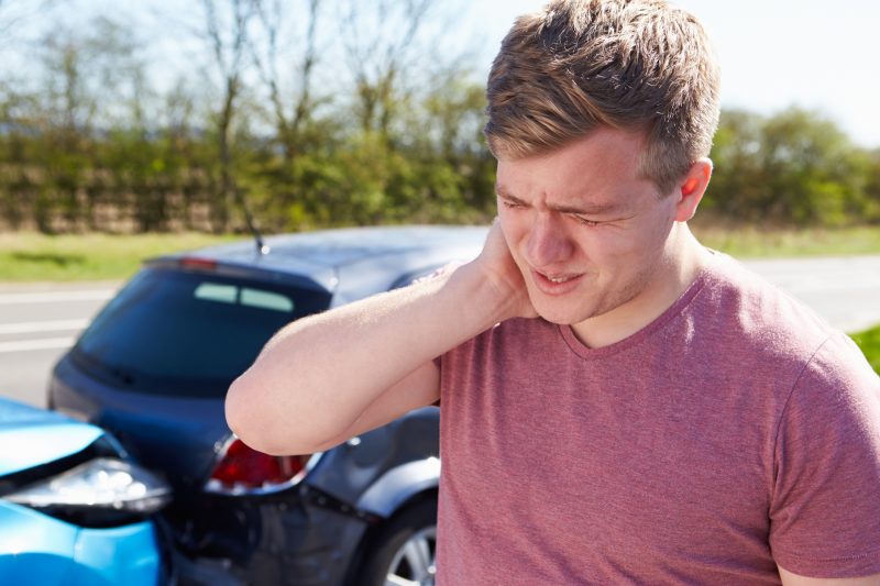 Driver with whiplash after a car accident
