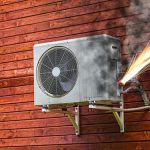 Air conditioner on fire