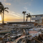 Decoding Catastrophe: Forensic Engineering in the Crucible of Hurricane Season Destroyed houses on ocean coast. Hurricane Milton consequences in Englewood, Florida. Storm surge severe damage