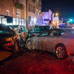 Several Cars crash at night